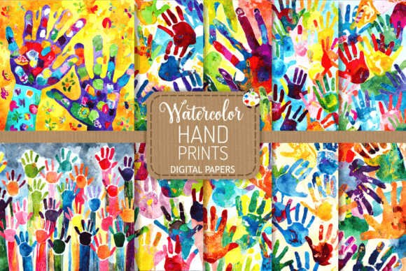 Download Handprints - Kids Watercolor Background - Kid Collection