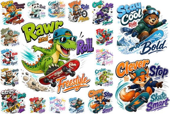 Download Kids Skateboard Animal PNG Bundle - Kid Collection