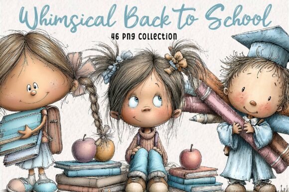 Download Whimsical Back to School Kids Clipart - Kid Collection