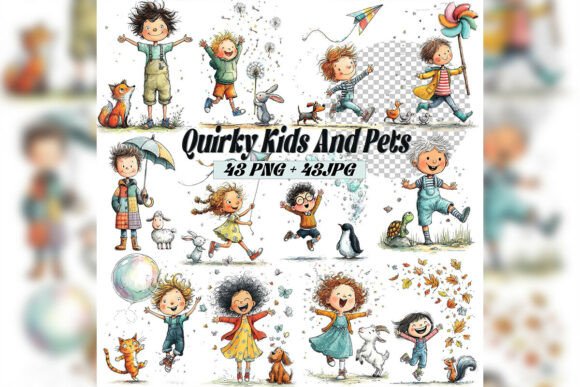 Download Whimsical Kids &amp; Pets Clipart Set - Kid Collection
