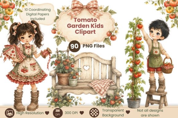 Download Tomato Garden Kids Clipart Bundle - Kid Collection