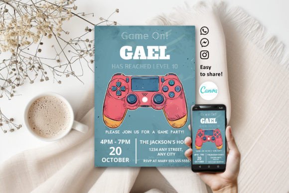 Download Red Video Game Gaming Kids Invitation - Kid Collection